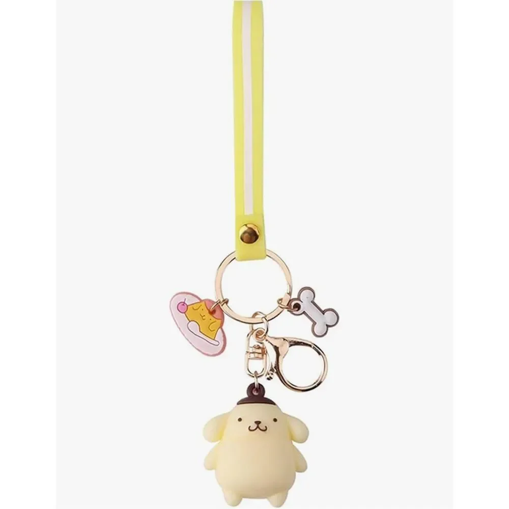 Sanrio Pompompurin Keychain – Yellow Strap with Charms